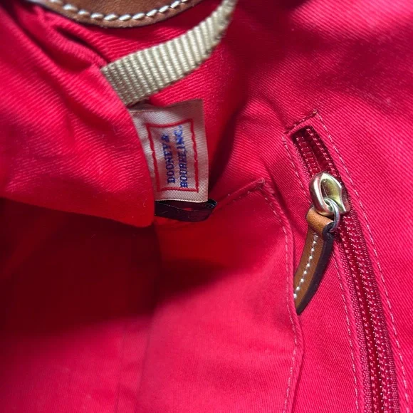 Dooney & Bourke Pebble Grain Zip Zip Satchel Navy & Tan Leather Purse - Picture 12 of 13